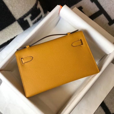 HERM Kelly Pochette Bag In Yellow Epsom Leather - Image 2