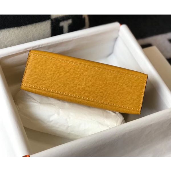 HERM Kelly Pochette Bag In Yellow Epsom Leather - Image 7