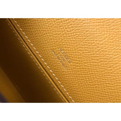 HERM Kelly Pochette Bag In Yellow Epsom Leather - Image 9