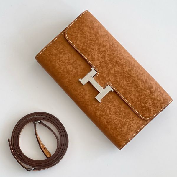 HERM Constance To Go Wallet in Gold Epsom Calfskin - Image 3