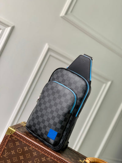 lv avenue slingbag 31 in black and grey damier graphita canvas calfskin - image 4