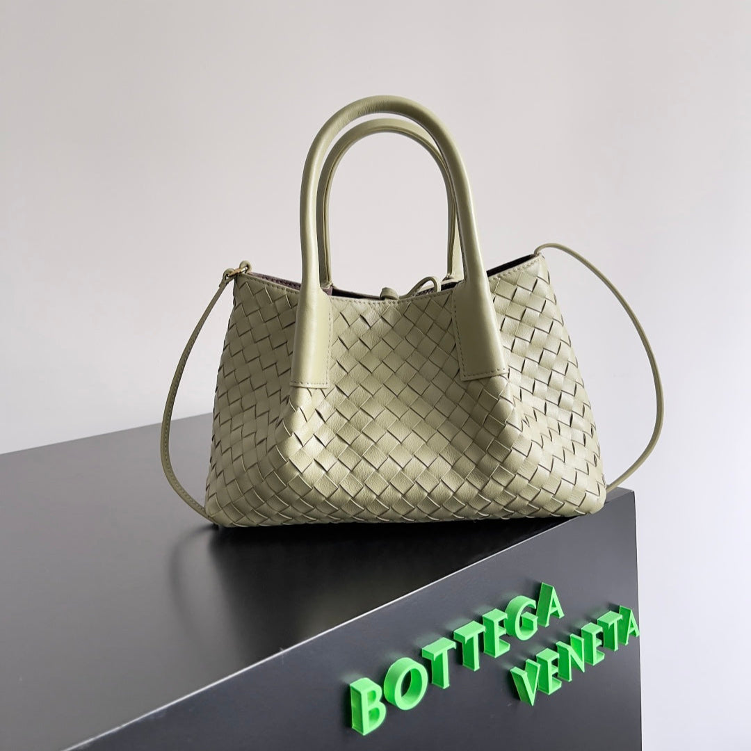 SMALL PINACOTECA REVERSIBLE TOTE BAG 24 IN MATCHA LAMBSKIN AND BROWN SUEDE - Image 3