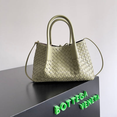 SMALL PINACOTECA REVERSIBLE TOTE BAG 24 IN MATCHA LAMBSKIN AND BROWN SUEDE - Image 3