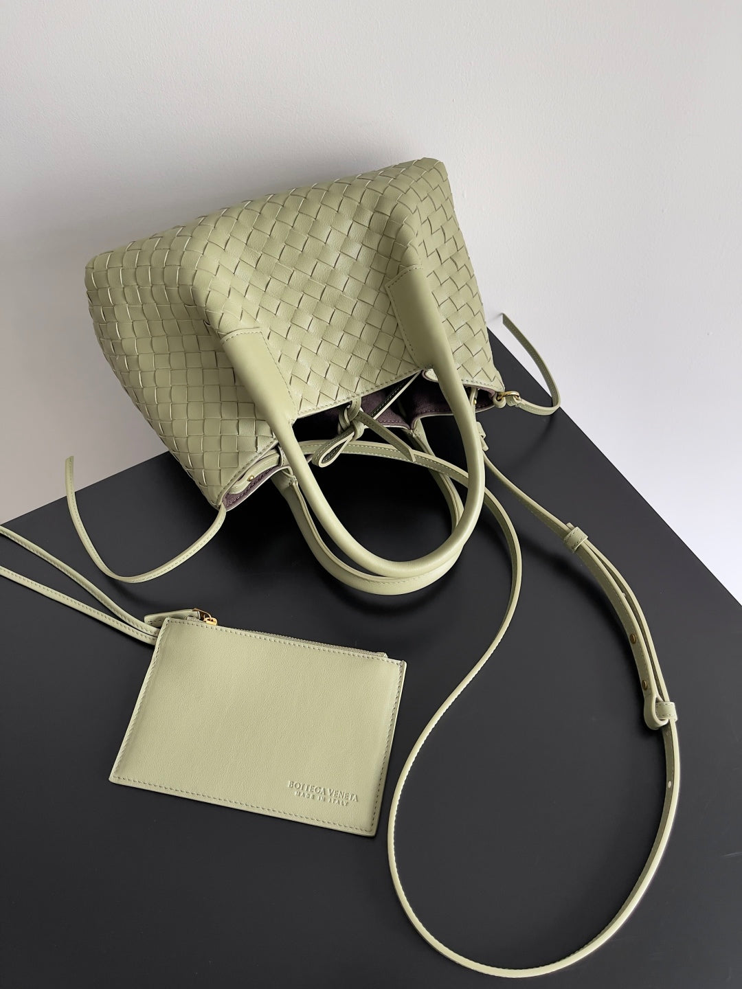 SMALL PINACOTECA REVERSIBLE TOTE BAG 24 IN MATCHA LAMBSKIN AND BROWN SUEDE - Image 7