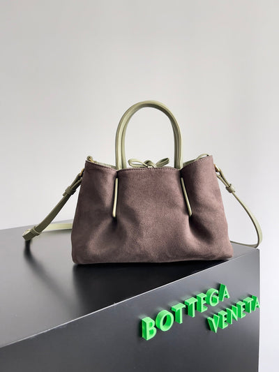 SMALL PINACOTECA REVERSIBLE TOTE BAG 24 IN MATCHA LAMBSKIN AND BROWN SUEDE - Image 2