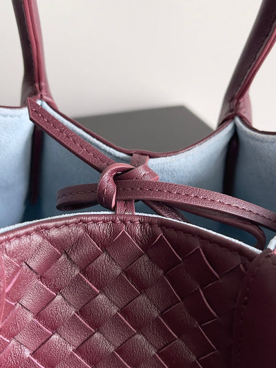 SMALL PINACOTECA REVERSIBLE TOTE BAG 24 IN MADDER BROWN LAMBSKIN AND LIGHT BLUE SUEDE - Image 10