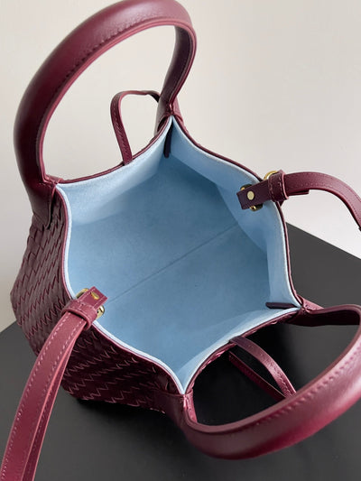 SMALL PINACOTECA REVERSIBLE TOTE BAG 24 IN MADDER BROWN LAMBSKIN AND LIGHT BLUE SUEDE - Image 7
