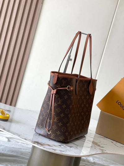 lv neverfull inside out mm in brown monogram canvas and calfskin trim - image 2