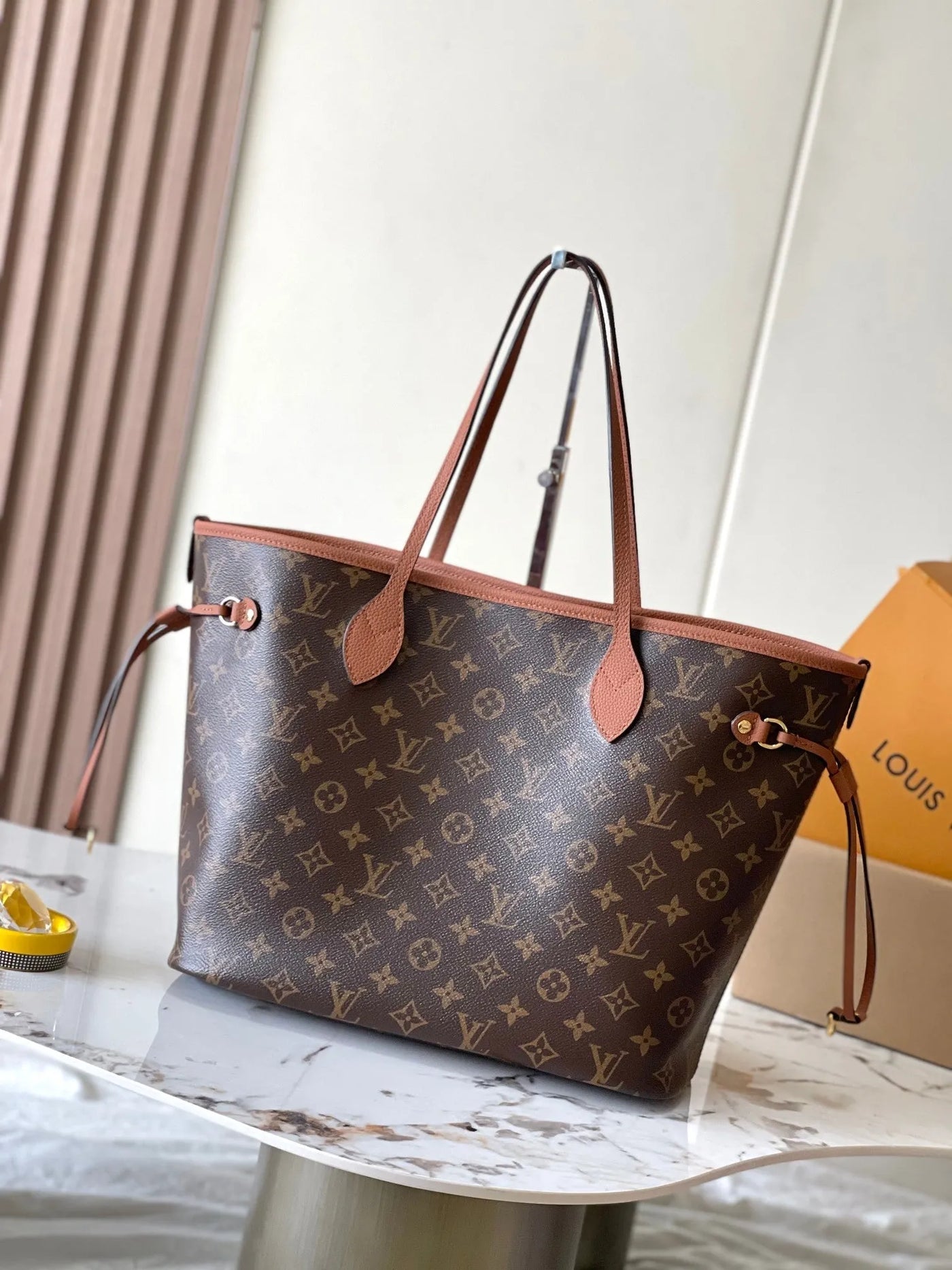 lv neverfull inside out mm in brown monogram canvas and calfskin trim - image 5