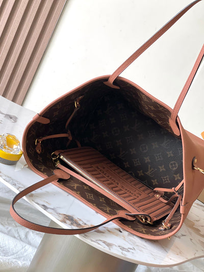 lv neverfull inside out mm in brown monogram canvas and calfskin trim - image 8
