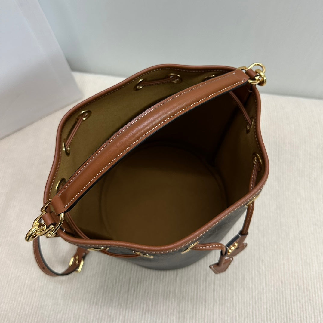 CLARA BAG 24 IN BLACK TRIOMPHE CANVAS AND BROWN CALFSKIN TRIM - Image 8