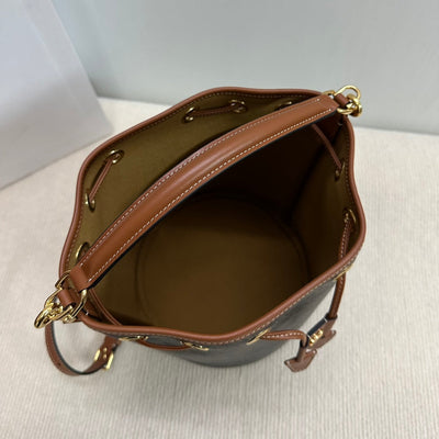 CLARA BAG 24 IN BLACK TRIOMPHE CANVAS AND BROWN CALFSKIN TRIM - Image 8