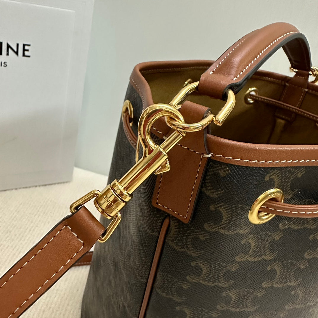 CLARA BAG 24 IN BLACK TRIOMPHE CANVAS AND BROWN CALFSKIN TRIM - Image 10