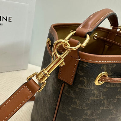 CLARA BAG 24 IN BLACK TRIOMPHE CANVAS AND BROWN CALFSKIN TRIM - Image 10