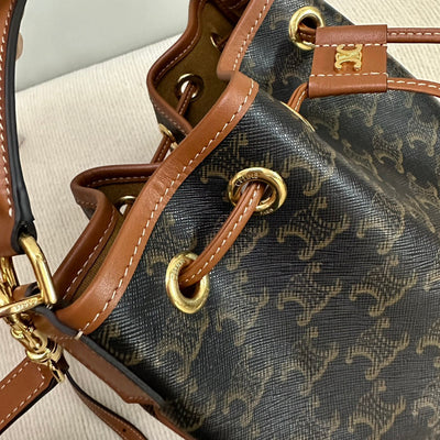 CLARA BAG 24 IN BLACK TRIOMPHE CANVAS AND BROWN CALFSKIN TRIM - Image 4