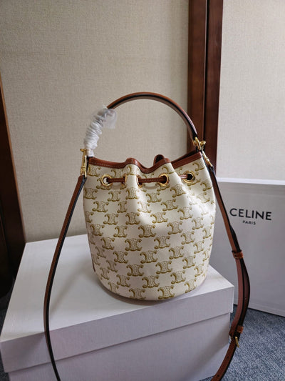 CLARA BAG 19 IN WHITE TRIOMPHE CANVAS AND BROWN CALFSKIN TRIM - Image 2