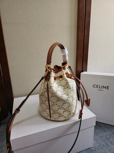 CLARA BAG 19 IN WHITE TRIOMPHE CANVAS AND BROWN CALFSKIN TRIM - Image 6
