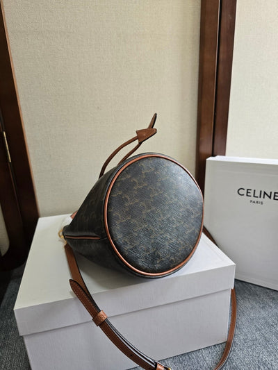 CLARA BAG 19 IN BLACK TRIOMPHE CANVAS AND BROWN CALFSKIN TRIM - Image 7
