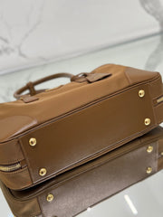 large top handle bag 35 in cherry wood nylon and calfskin trim - image 2