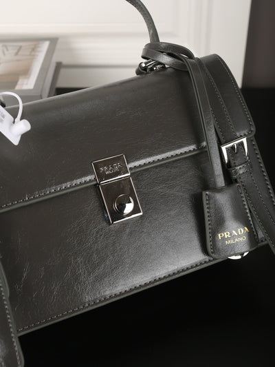 WORK BRIEFCASE 33 IN CHARCOAL GREY SHINY SMOOTH CALFSKIN
