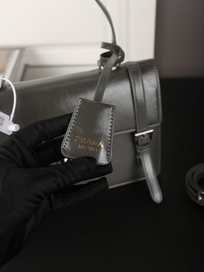WORK BRIEFCASE 33 IN CHARCOAL GREY SHINY SMOOTH CALFSKIN