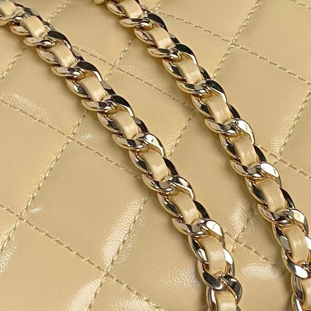 MEDIUM CAMERA BAG 23 IN BEIGE YELLOW LAMBSKIN GOLD HARDWARE - Image 8