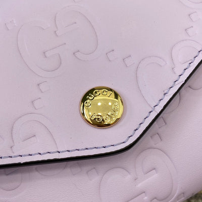 CONTINENTAL WALLET 19 IN LIGHT VIOLET EMBOSSED CALFSKIN GOLD HARDWARE