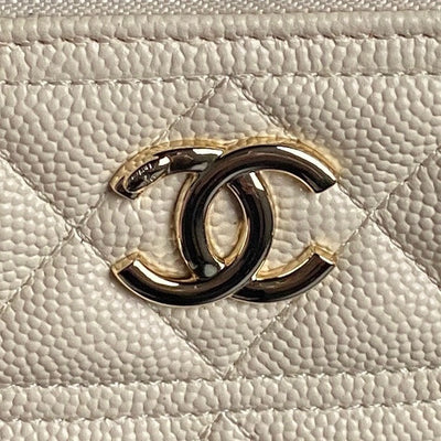 COSMETIC BAG 19 IN CREAM GRAINED CALFSKIN GOLD HARDWARE - Image 7