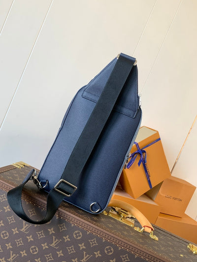 lv avenue slingbag 31 in navy blue taiga leather - image 2