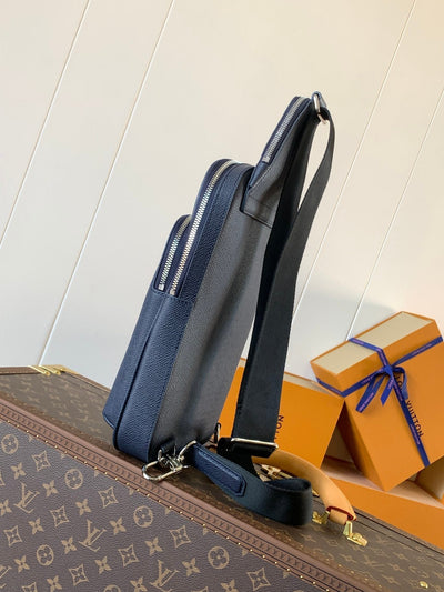 lv avenue slingbag 31 in navy blue taiga leather - image 4