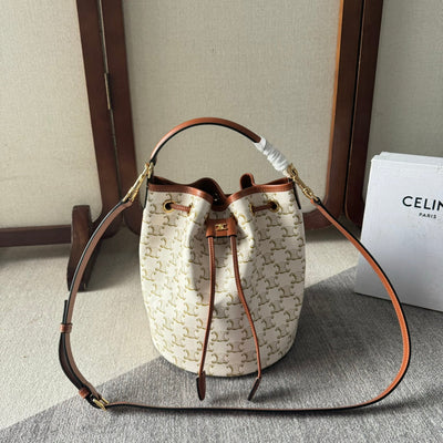 CLARA BAG 24 IN WHITE TRIOMPHE CANVAS AND BROWN CALFSKIN TRIM - Image 3
