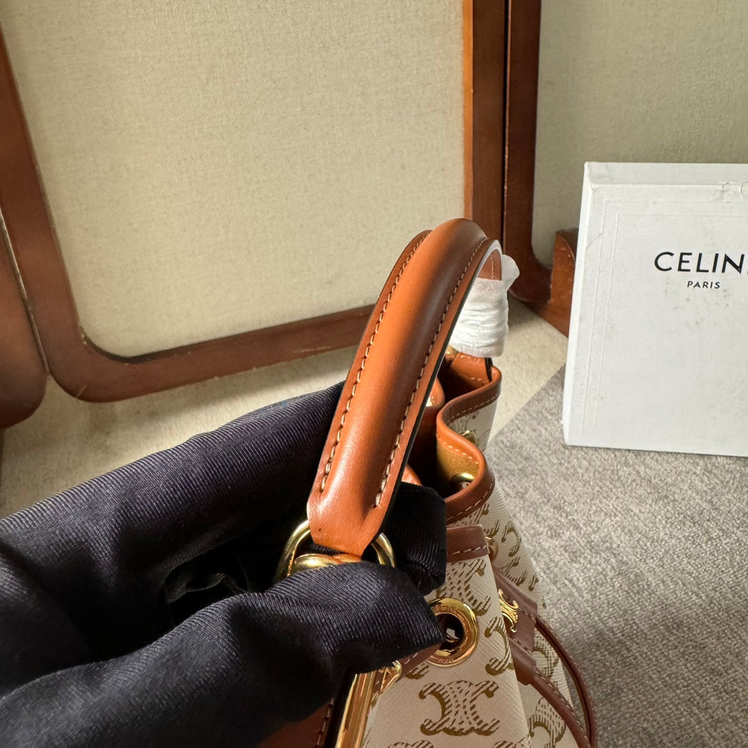 CLARA BAG 24 IN WHITE TRIOMPHE CANVAS AND BROWN CALFSKIN TRIM - Image 10