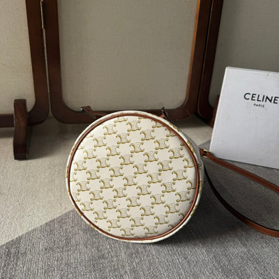 CLARA BAG 24 IN WHITE TRIOMPHE CANVAS AND BROWN CALFSKIN TRIM - Image 7