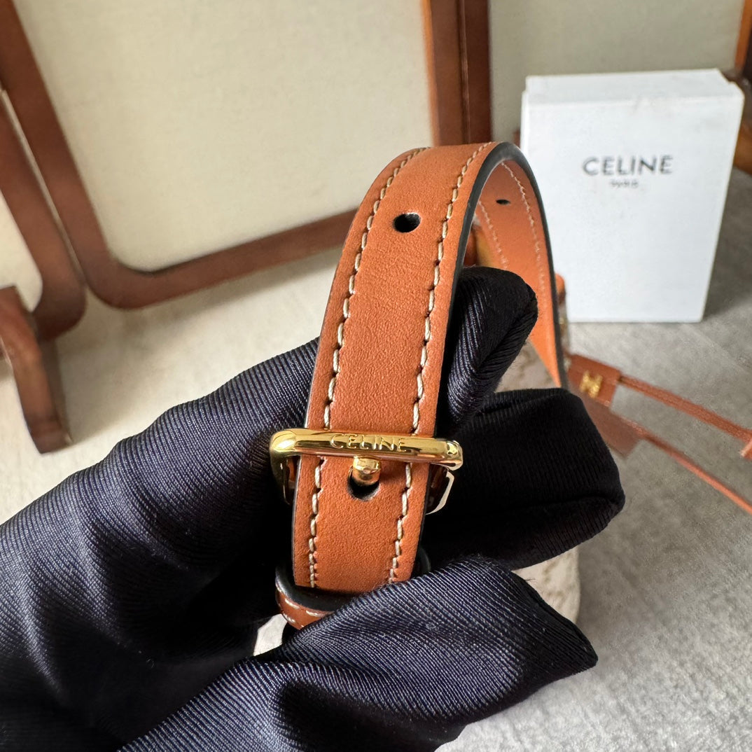 CLARA BAG 24 IN WHITE TRIOMPHE CANVAS AND BROWN CALFSKIN TRIM - Image 9