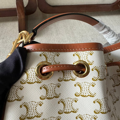 CLARA BAG 24 IN WHITE TRIOMPHE CANVAS AND BROWN CALFSKIN TRIM - Image 5