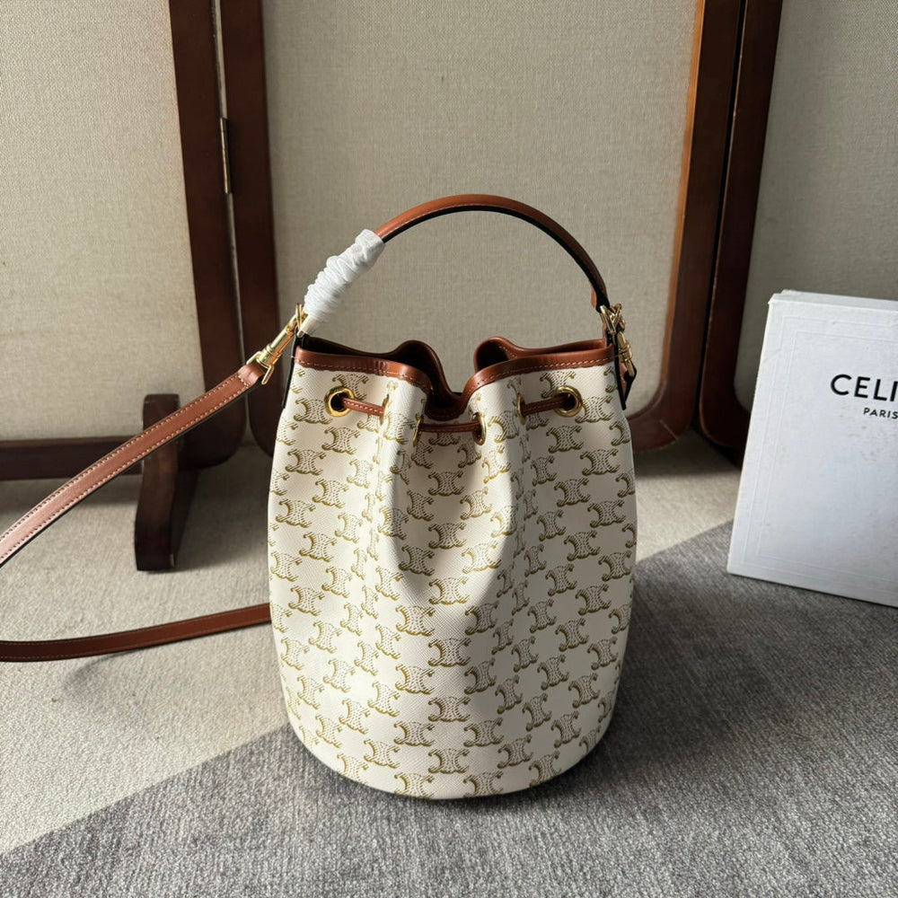 CLARA BAG 24 IN WHITE TRIOMPHE CANVAS AND BROWN CALFSKIN TRIM - Image 2