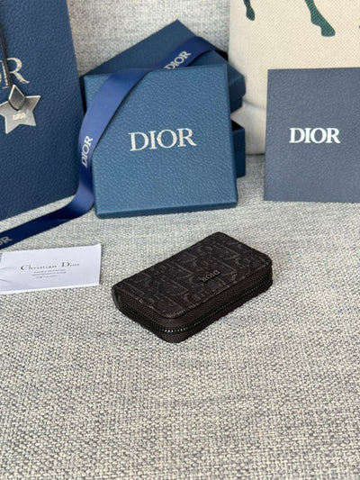 ZIPPED MINI WALLET 10 IN BLACK MONOGRAM OBLIQUE JACQUARD