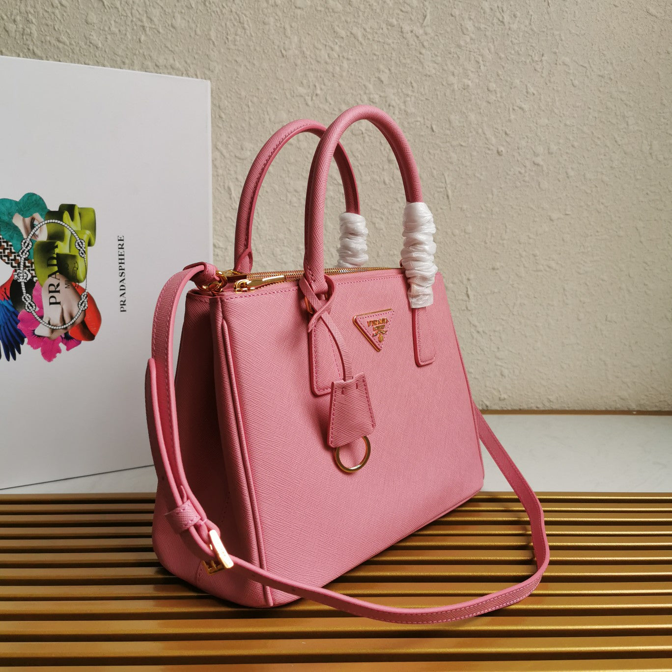 medium galleria 28 pink saffiano leather - image 2