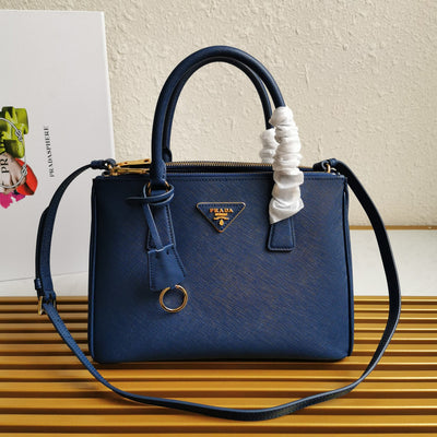 pra galleria 28 bag in navy blue saffiano leather - main image