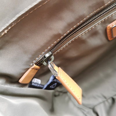 messenger bag 20 in khaki green re-nylon and brown calfskin trim - image 8