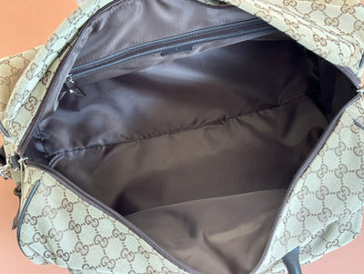 GG SMALL DUFFLE BAG 42 IN BEIGE AND DARK BROWN GG CANVAS