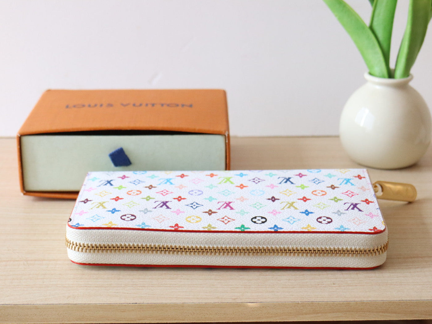 ZIPPY WALLET 19 IN WHITE MIX COLORFUL CALFSKIN