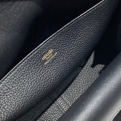 HALZAN 25 HANDLE BAG IN BLACK GRAINED CALFSKIN HARD HARDWARE