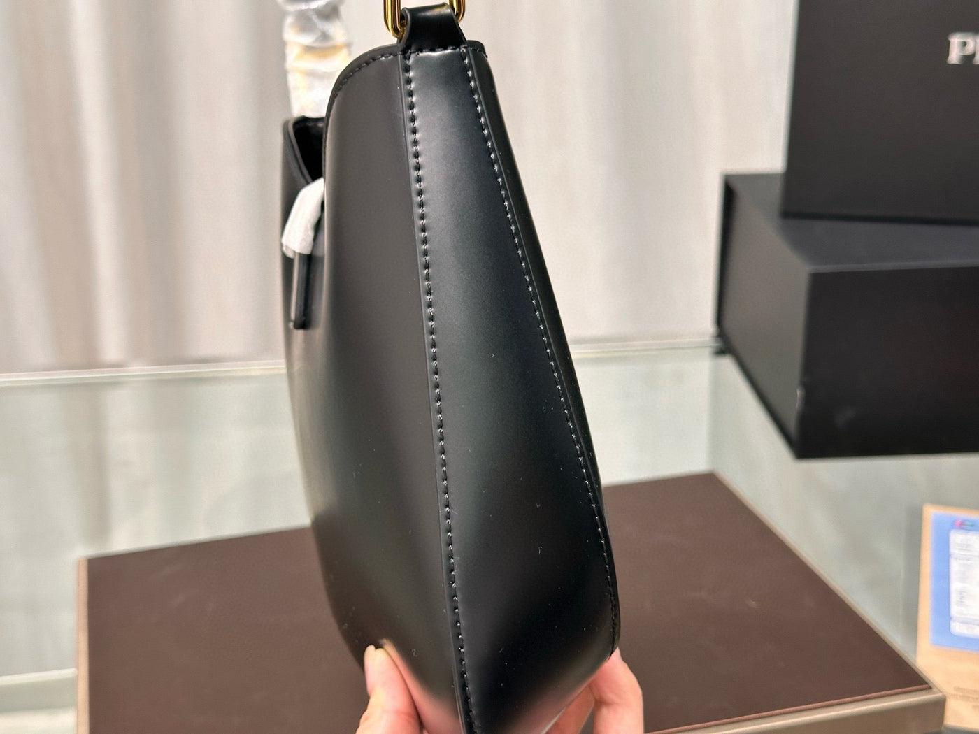 cleo shoulder bag 26 in black brushed lambskin gold hardware - image 2