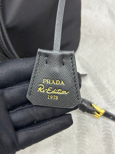 bucket bag 19 in black re-nylon and calfskin handle - image 4