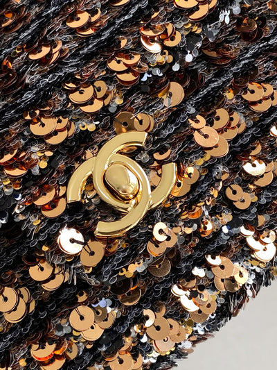 CLASSIC FLAP BAG 21 IN BROWN MIX BLACK SEQUINS - Image 2