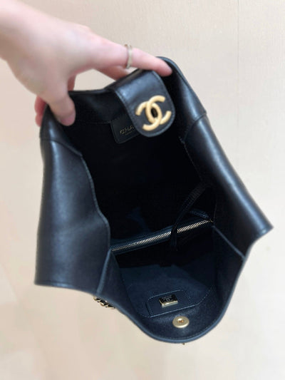 QUILTED LARGE HOBO BAG 35 IN BLACK LAMBSKIN GOLD HARDWARE - Image 7