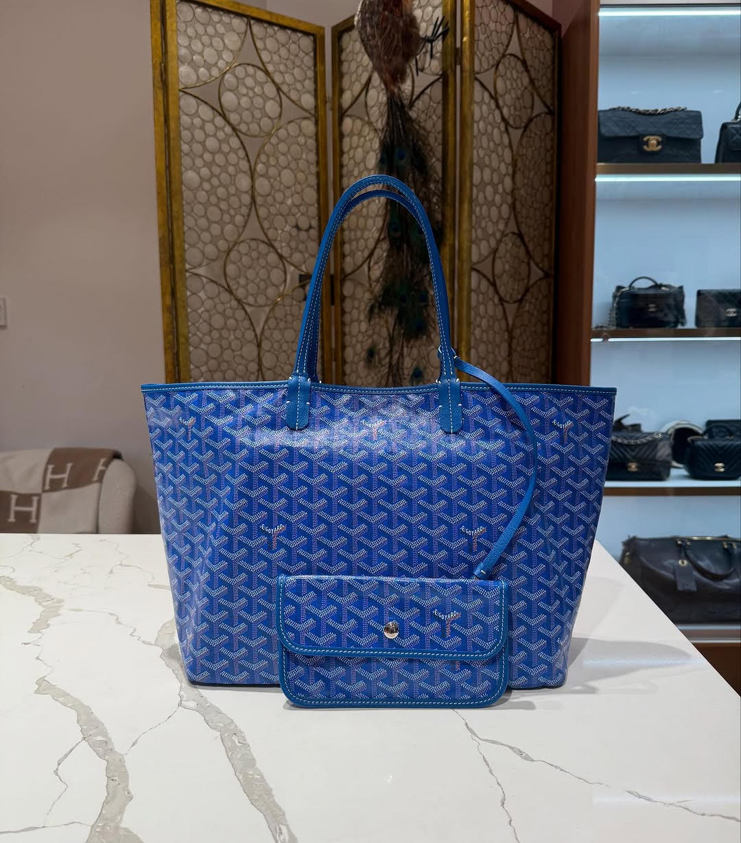 Goya*d anjou pm reversible tote bag in blue Goya*dine - image 2