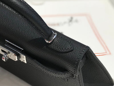 HM KELLY MINI 20 BLACK EPSOM SILVER HARDWARE