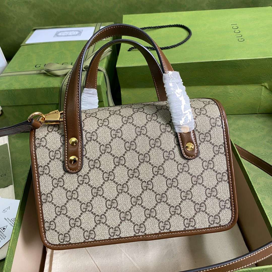 Guc*i 1955 luxury women’s handbag with brown handle 23x16x12cm - image 5
